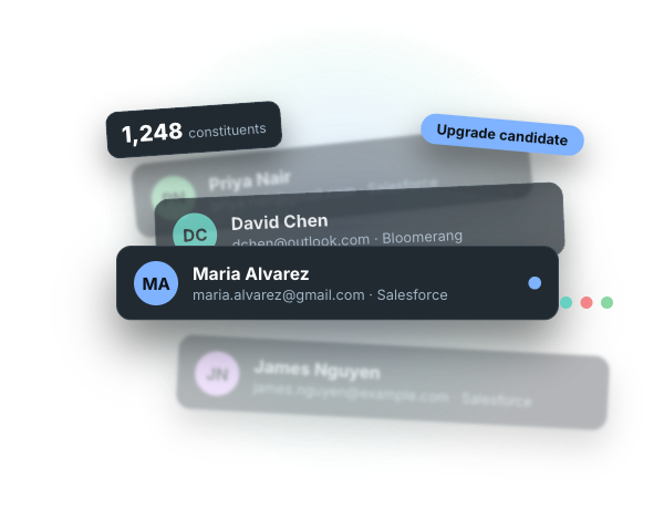 Donor records, segments, and source connections